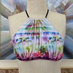 🌹Forever 21 Tropical Print Halter Style Bikini Top